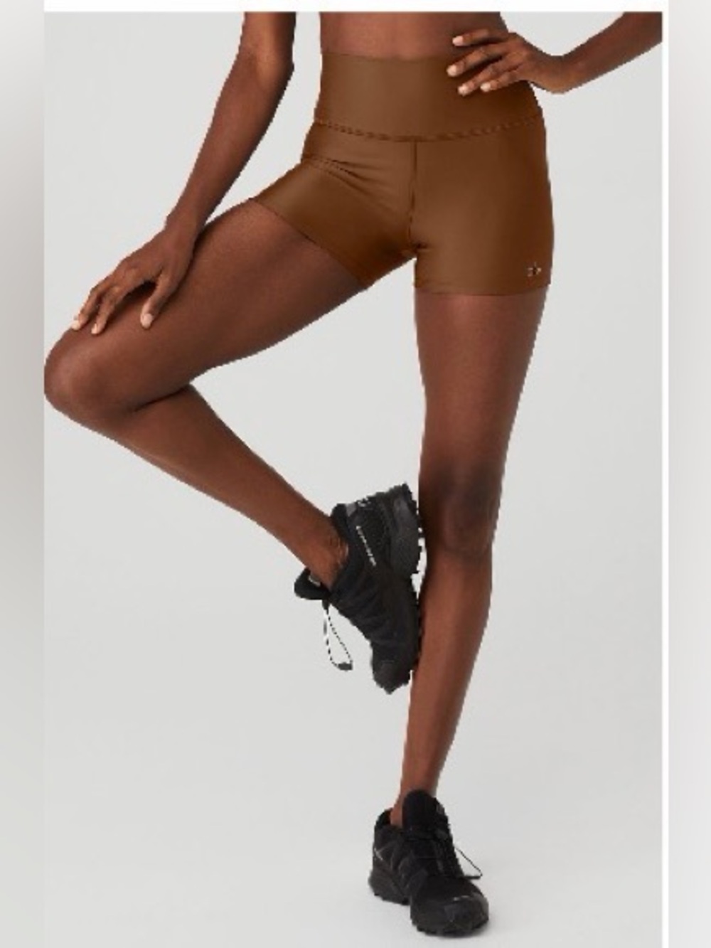High-Waist Brown Performance Women’s Shorts ALO